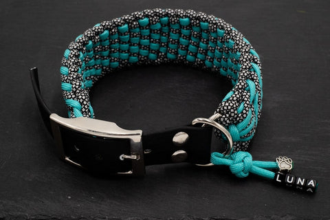 BeautifulGifts - Hundehalsband Paracord " Sugar", wahlweise mit Metall-Klickverschluss Rose/Kunststoff, flexibel